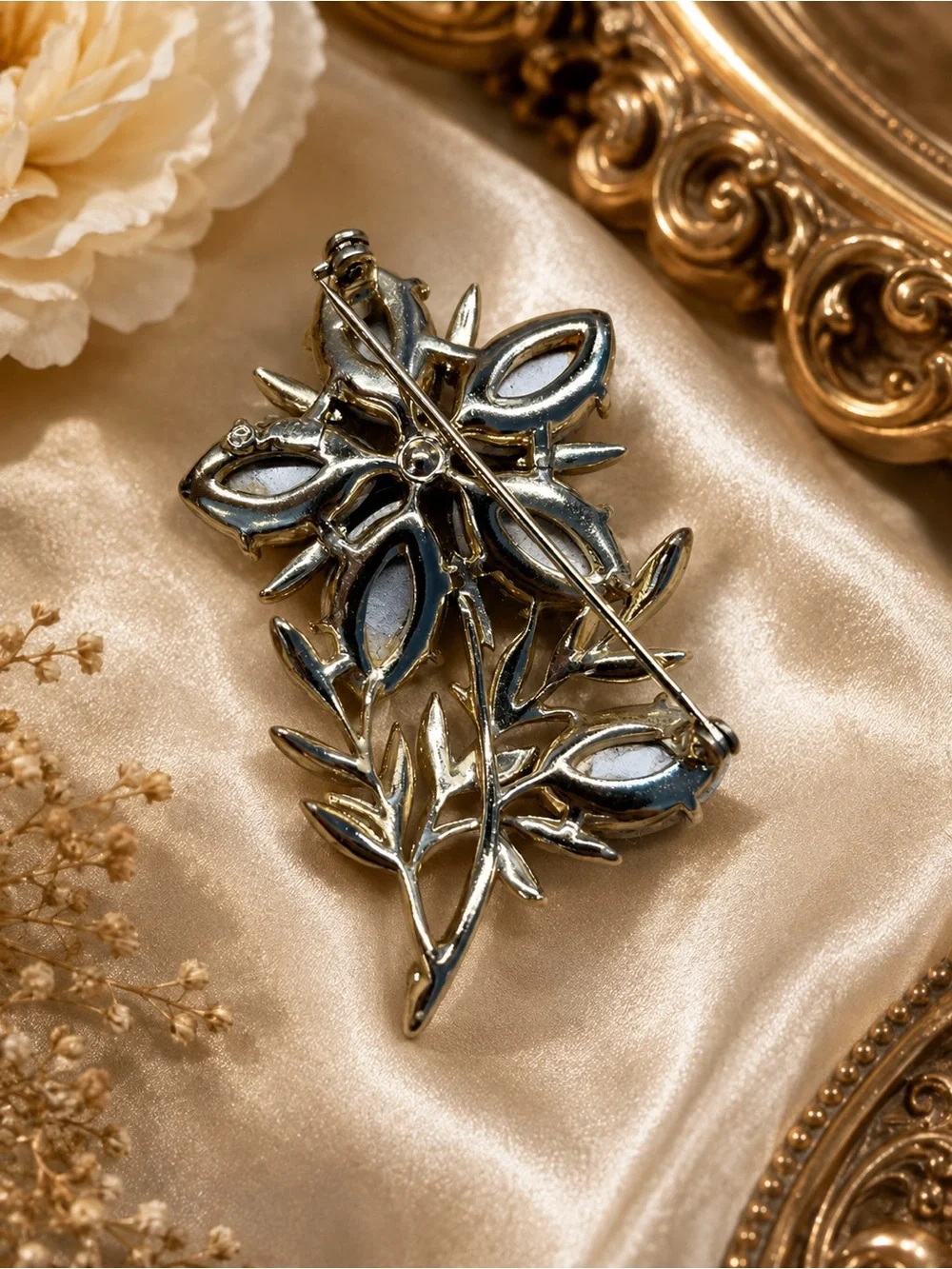 Vintage François by Coro Peacock Blue Floral Brooch